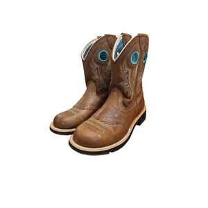 New w/o box Ariat Brown and teal fatbaby cowboy boots size 7B